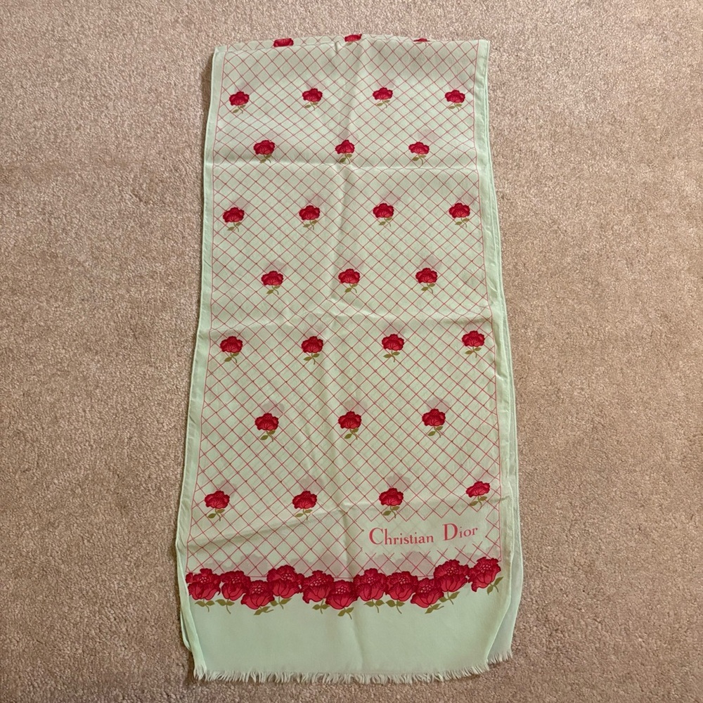 Vintage Christian Dior Floral Silk Scarf